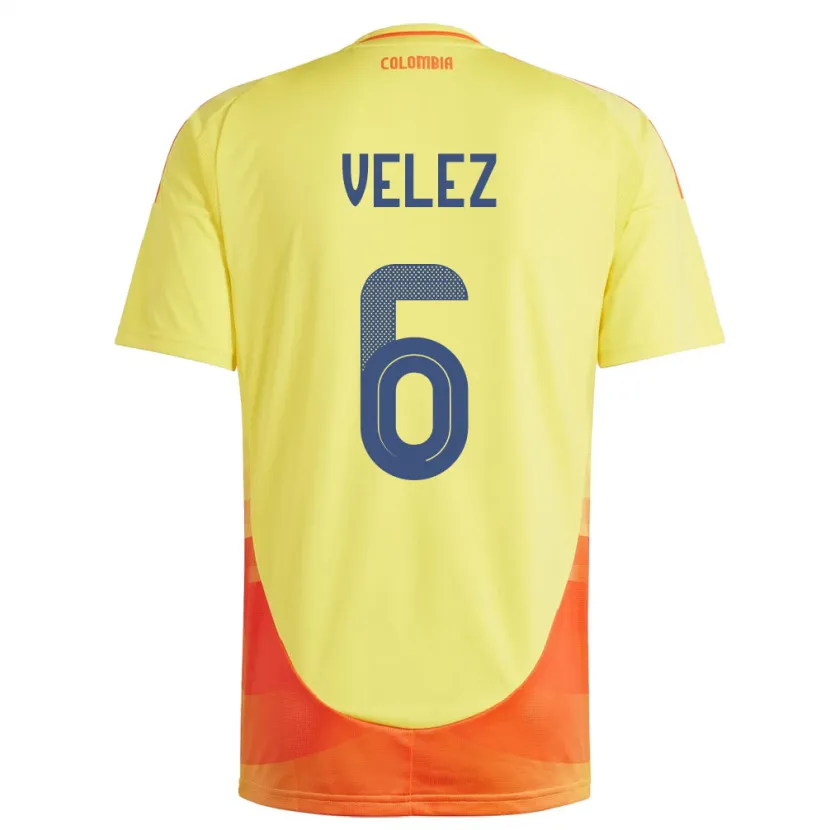 Danxen Kinder Kolumbien Jhon Vélez #6 Gelb Heimtrikot Trikot 24-26 T-Shirt