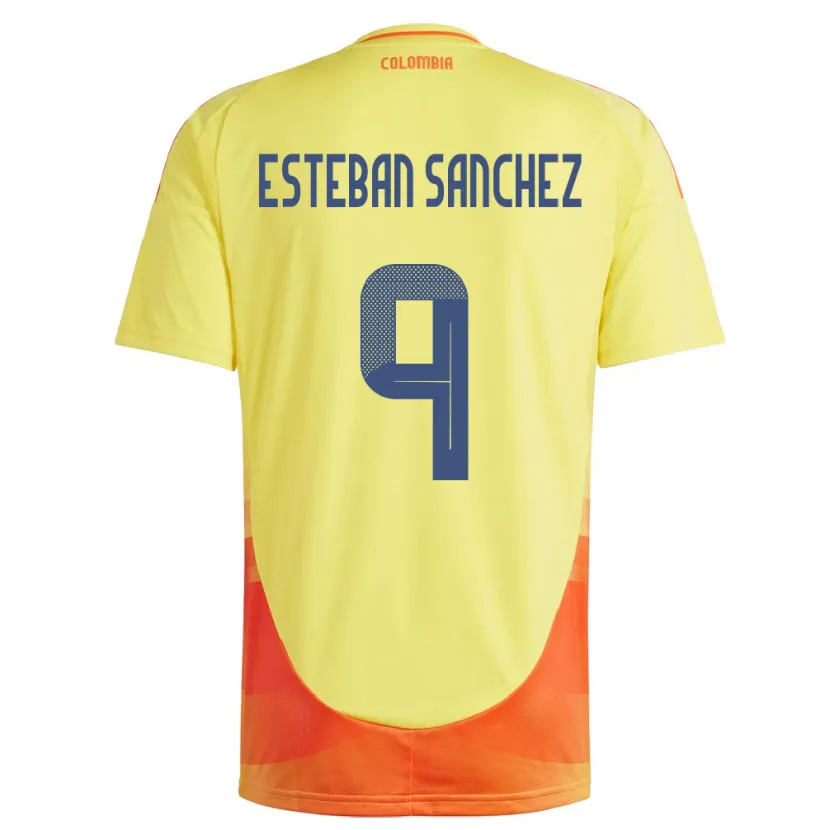 Danxen Kinder Kolumbien Juan Esteban Sánchez #9 Gelb Heimtrikot Trikot 24-26 T-Shirt