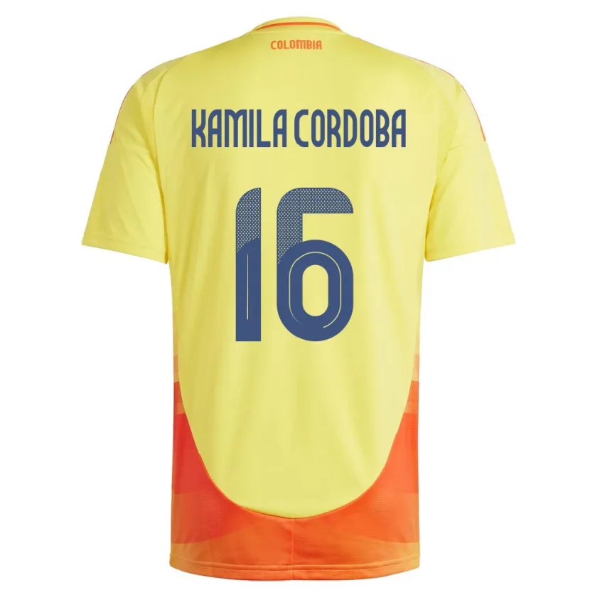 Danxen Kinder Kolumbien Sara Kamila Córdoba #16 Gelb Heimtrikot Trikot 24-26 T-Shirt
