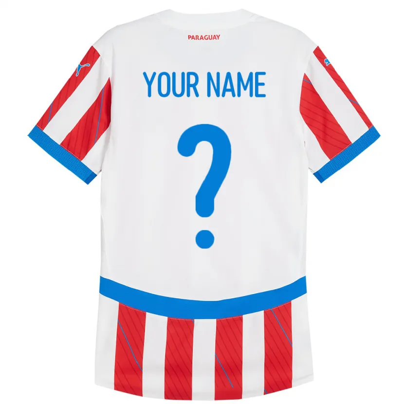 Danxen Kinder Paraguay Ihren Namen #0 Weiß Rot Heimtrikot Trikot 24-26 T-Shirt