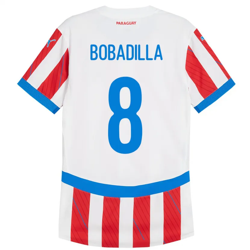 Danxen Kinder Paraguay Damián Bobadilla #8 Weiß Rot Heimtrikot Trikot 24-26 T-Shirt