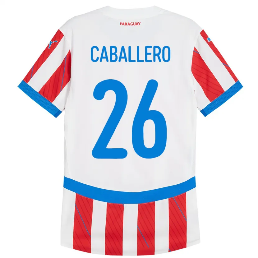 Danxen Kinder Paraguay Hernesto Caballero #26 Weiß Rot Heimtrikot Trikot 24-26 T-Shirt
