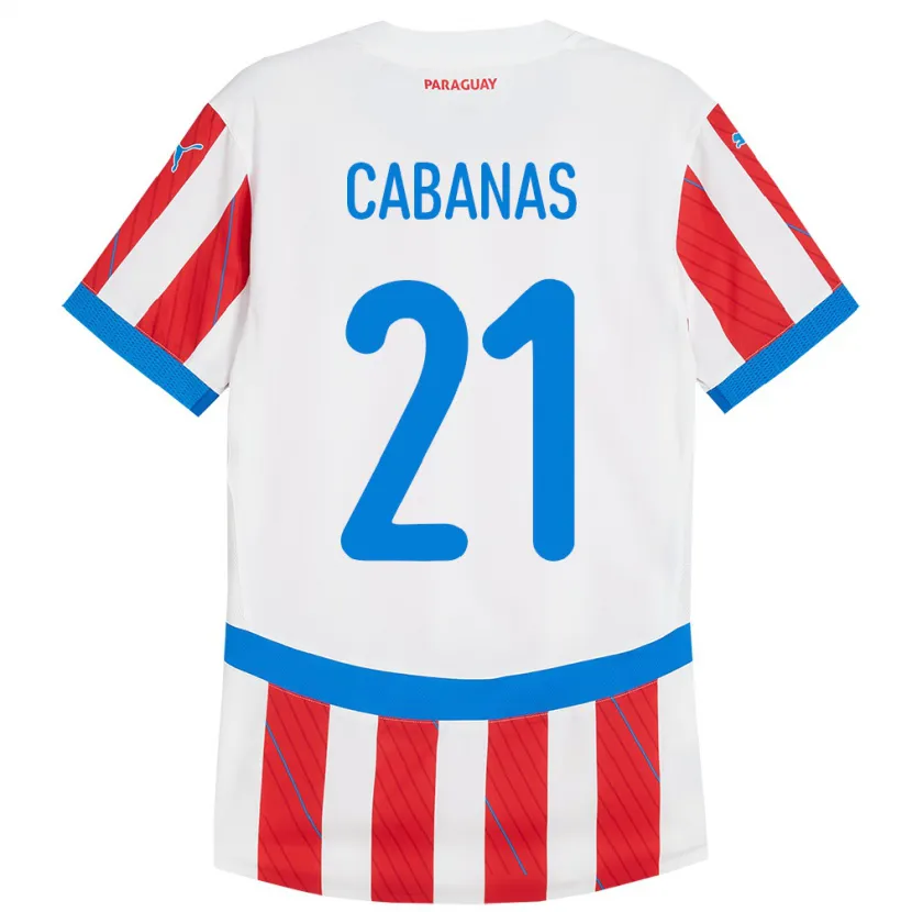 Danxen Kinder Paraguay Víctor Cabañas #21 Weiß Rot Heimtrikot Trikot 24-26 T-Shirt