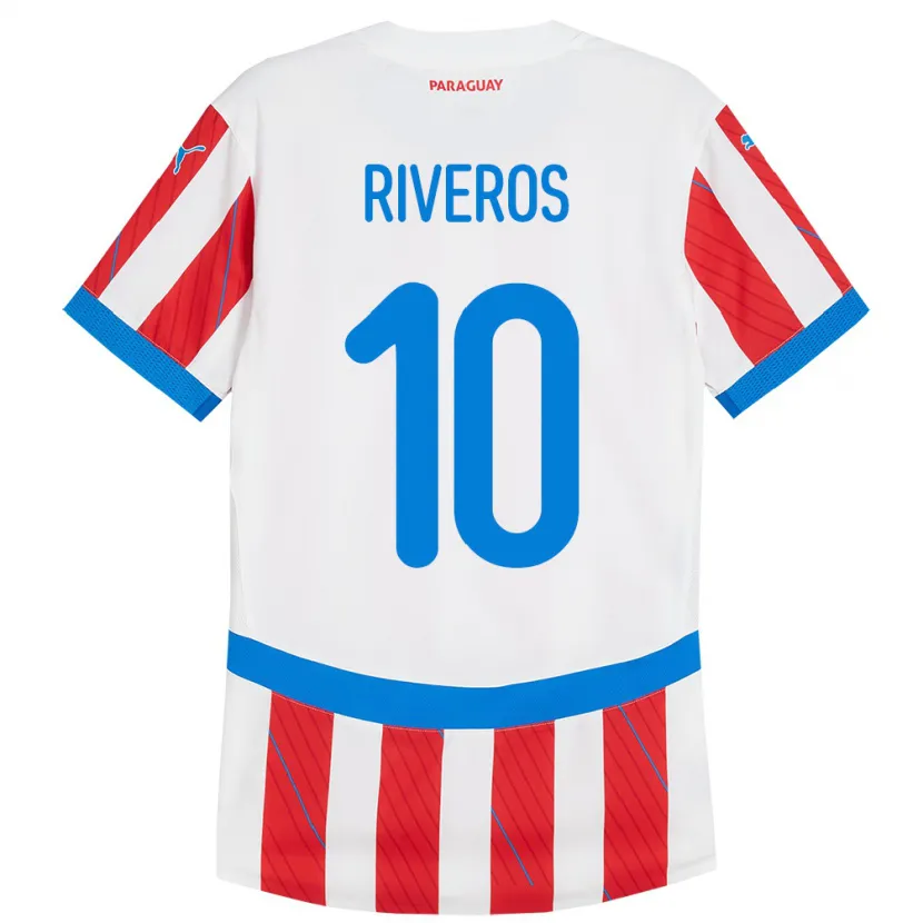 Danxen Kinder Paraguay Paulo Riveros #10 Weiß Rot Heimtrikot Trikot 24-26 T-Shirt