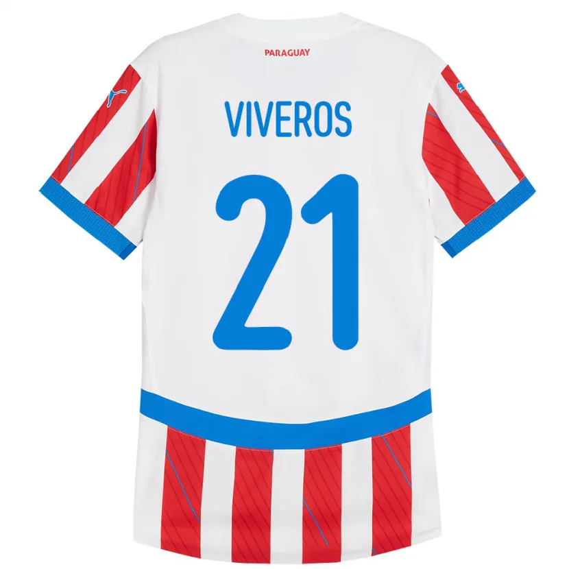 Danxen Kinder Paraguay Fernando Viveros #21 Weiß Rot Heimtrikot Trikot 24-26 T-Shirt