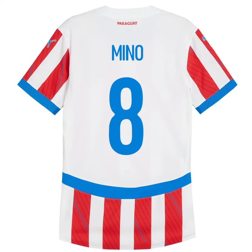 Danxen Kinder Paraguay Rosa Miño #8 Weiß Rot Heimtrikot Trikot 24-26 T-Shirt