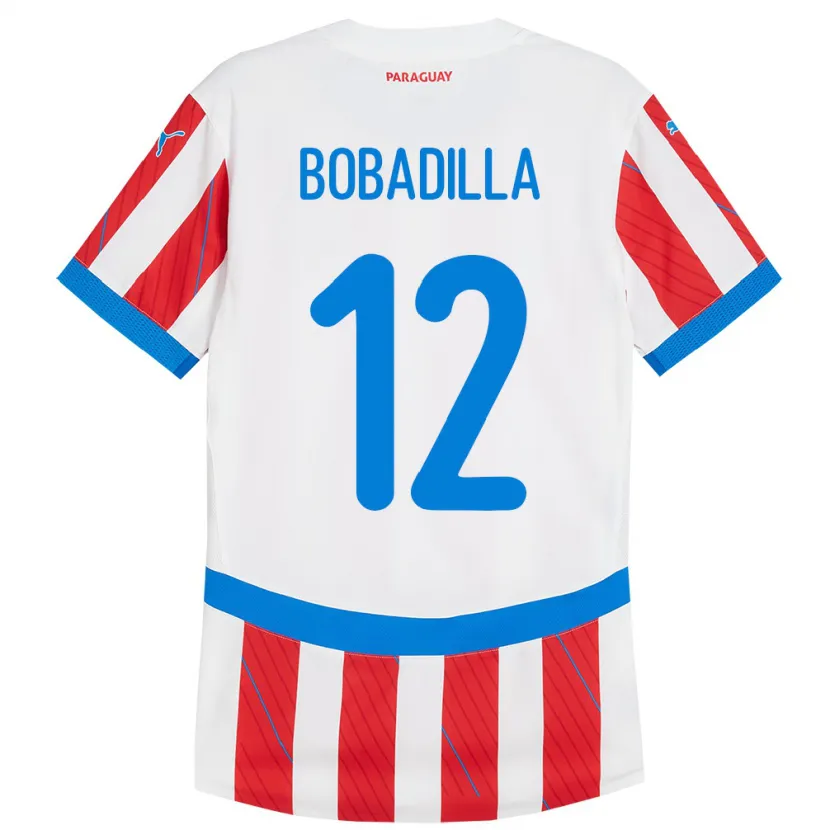 Danxen Kinder Paraguay Alicia Bobadilla #12 Weiß Rot Heimtrikot Trikot 24-26 T-Shirt