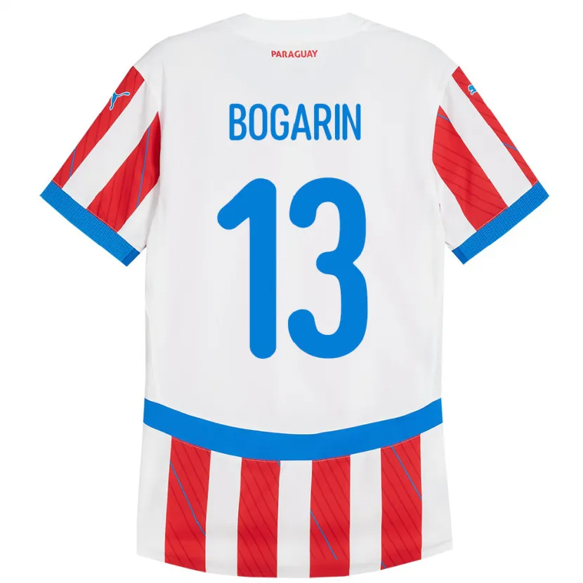 Danxen Kinder Paraguay Dahiana Bogarín #13 Weiß Rot Heimtrikot Trikot 24-26 T-Shirt