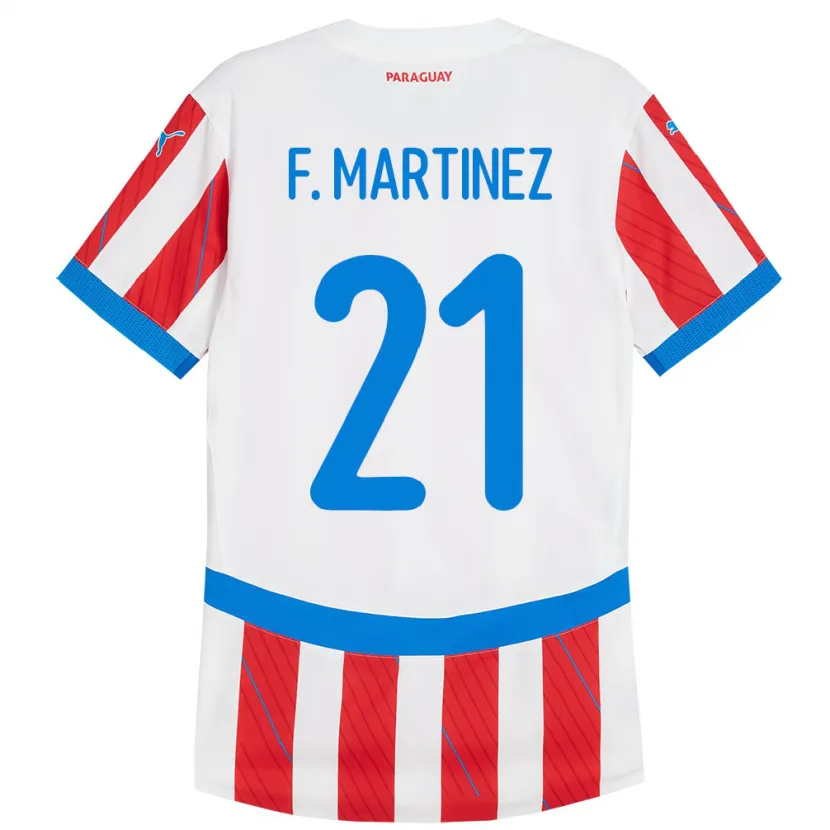 Danxen Kinder Paraguay Fiorela Martínez #21 Weiß Rot Heimtrikot Trikot 24-26 T-Shirt