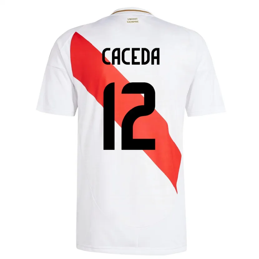 Danxen Kinder Peru Carlos Cáceda #12 Weiß Heimtrikot Trikot 24-26 T-Shirt