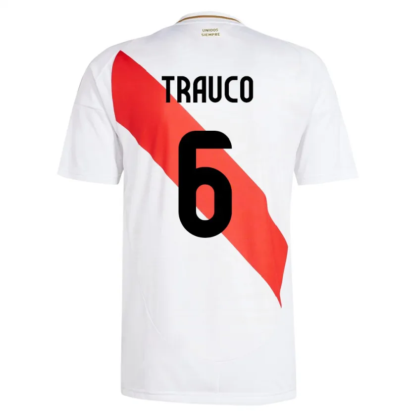 Danxen Kinder Peru Miguel Trauco #6 Weiß Heimtrikot Trikot 24-26 T-Shirt