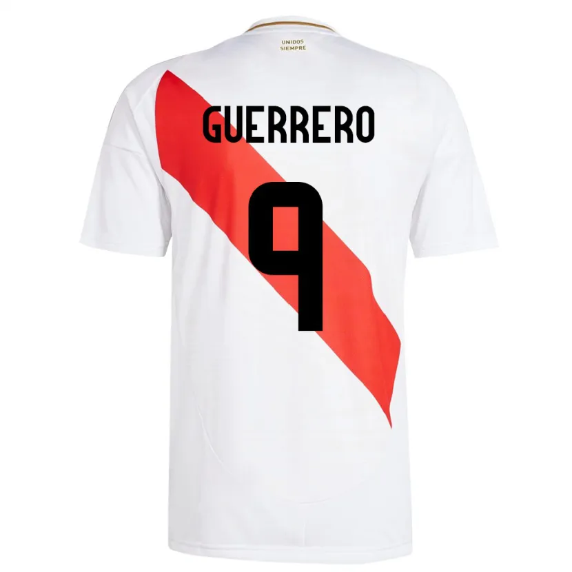 Danxen Kinder Peru Paolo Guerrero #9 Weiß Heimtrikot Trikot 24-26 T-Shirt