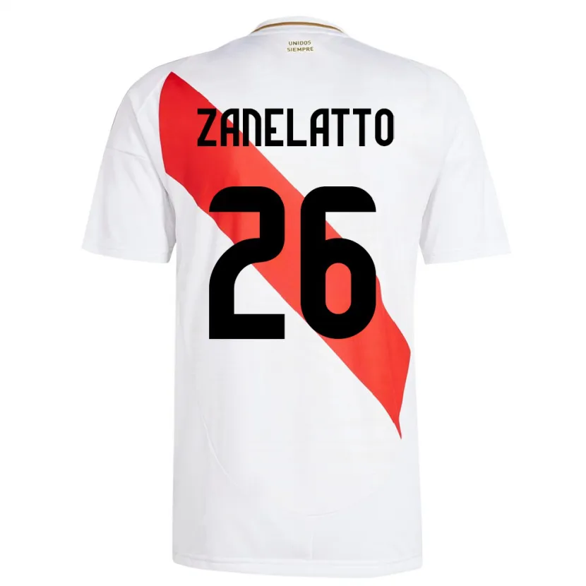 Danxen Kinder Peru Franco Zanelatto #26 Weiß Heimtrikot Trikot 24-26 T-Shirt