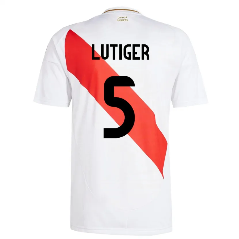 Danxen Kinder Peru Rafael Lutiger #5 Weiß Heimtrikot Trikot 24-26 T-Shirt