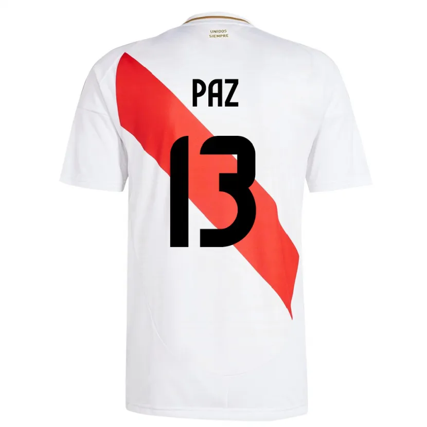 Danxen Kinder Peru Braidy Paz #13 Weiß Heimtrikot Trikot 24-26 T-Shirt