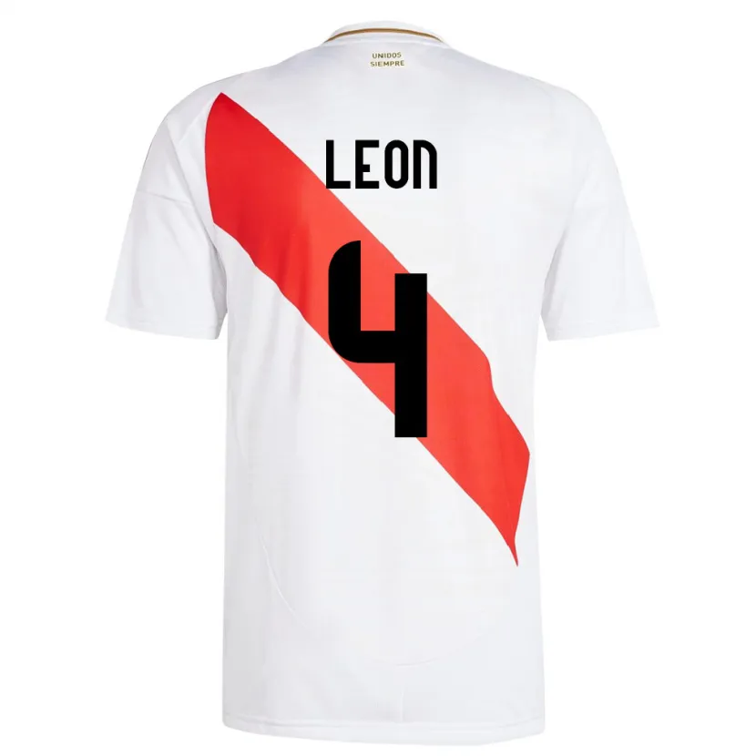 Danxen Kinder Peru Mía León #4 Weiß Heimtrikot Trikot 24-26 T-Shirt