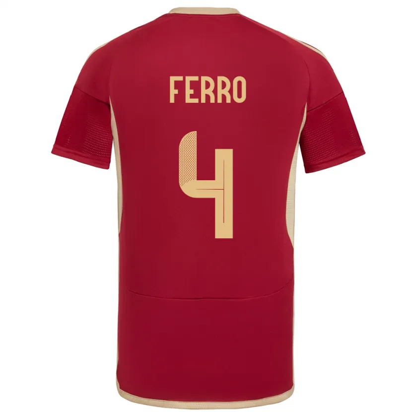 Danxen Kinder Venezuela Andrés Ferro #4 Burgund Heimtrikot Trikot 24-26 T-Shirt