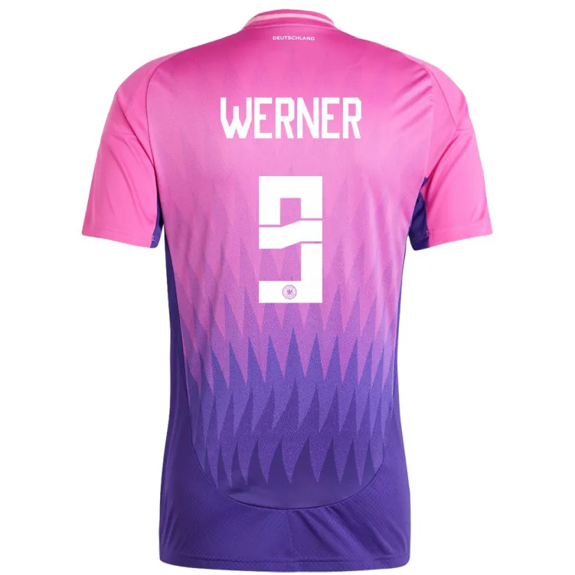 Danxen Kinder Deutschland Timo Werner #9 Pink Lila Auswärtstrikot Trikot 24-26 T-Shirt