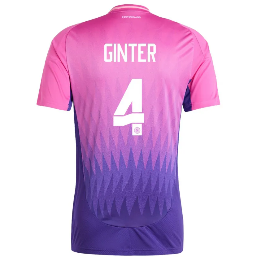 Danxen Kinder Deutschland Matthias Ginter #4 Pink Lila Auswärtstrikot Trikot 24-26 T-Shirt