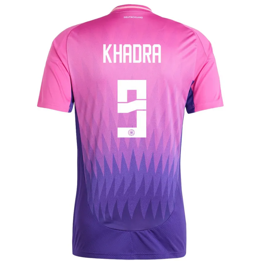 Danxen Kinder Deutschland Reda Khadra #9 Pink Lila Auswärtstrikot Trikot 24-26 T-Shirt