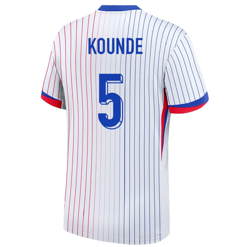 Danxen Kinder Frankreich Jules Kounde #5 Weiß Auswärtstrikot Trikot 24-26 T-Shirt