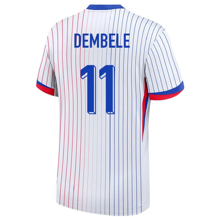 Danxen Kinder Frankreich Ousmane Dembele #11 Weiß Auswärtstrikot Trikot 24-26 T-Shirt