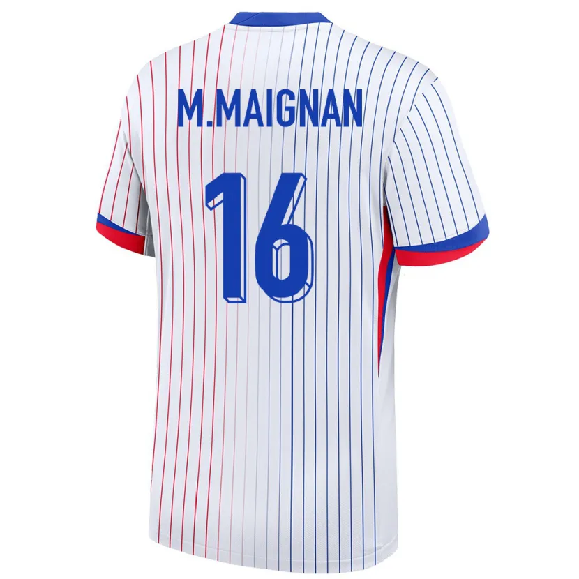 Danxen Kinder Frankreich Mike Maignan #16 Weiß Auswärtstrikot Trikot 24-26 T-Shirt