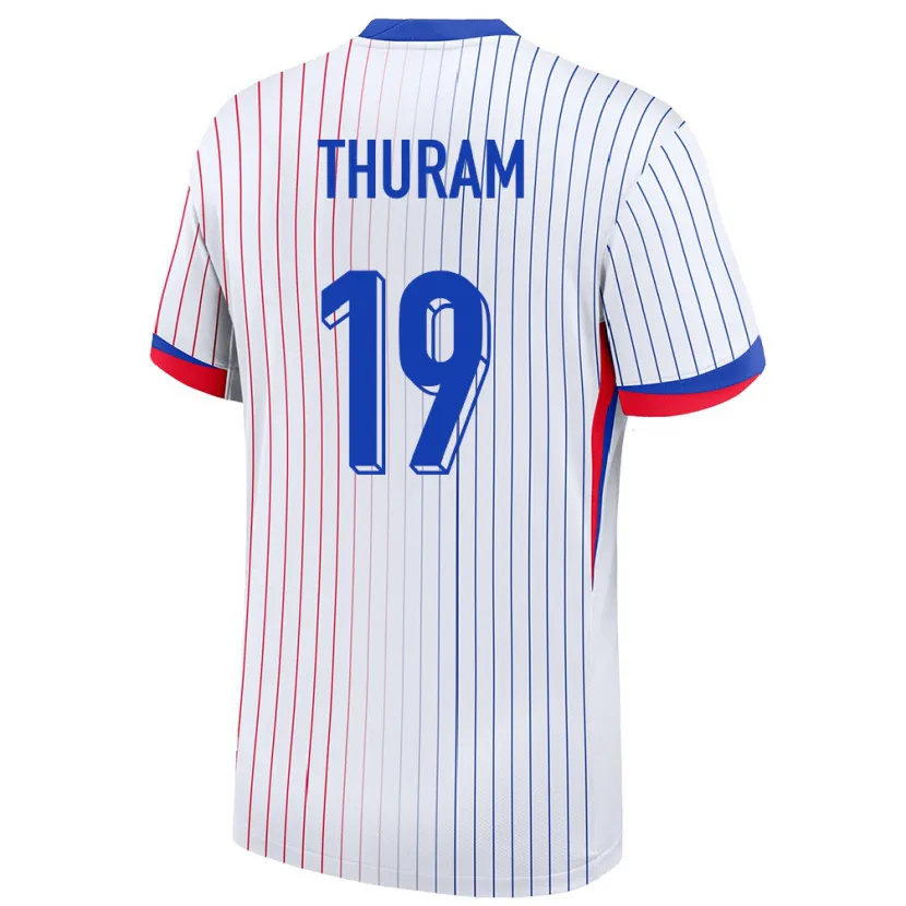 Danxen Kinder Frankreich Khephren Thuram #19 Weiß Auswärtstrikot Trikot 24-26 T-Shirt