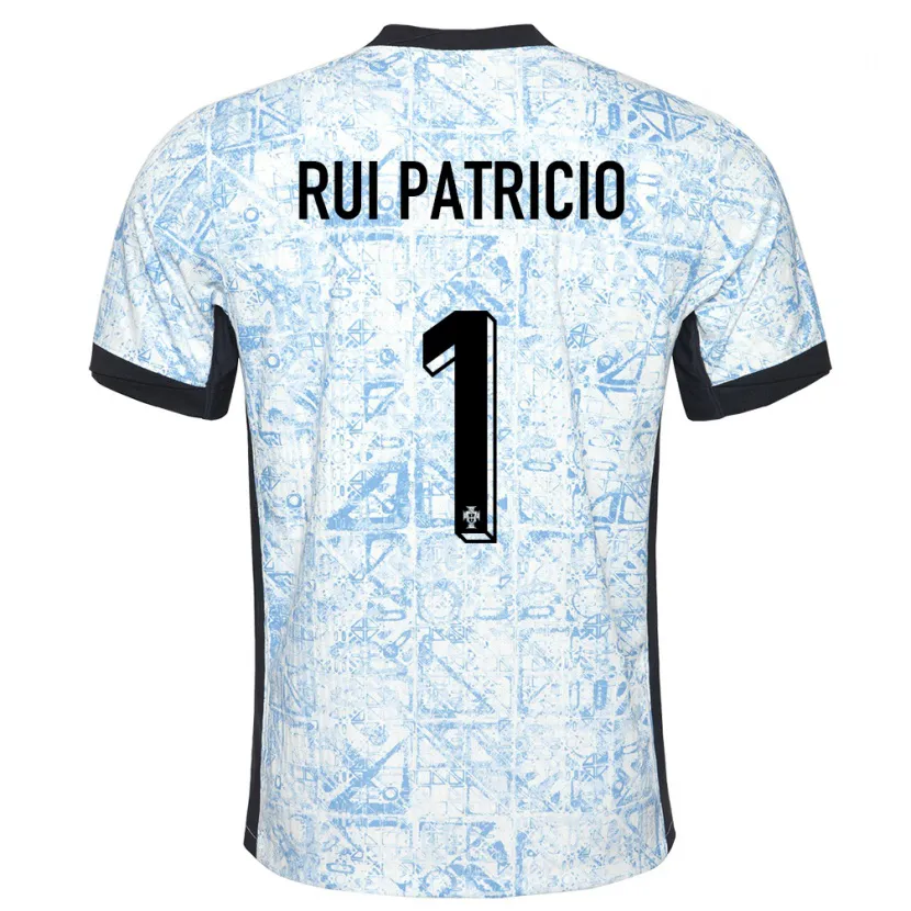 Danxen Kinder Portugal Rui Patricio #1 Cremeblau Auswärtstrikot Trikot 24-26 T-Shirt