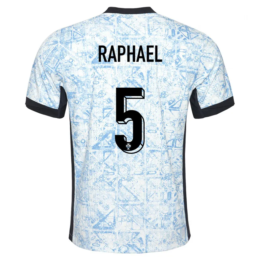 Danxen Kinder Portugal Raphael Guerreiro #5 Cremeblau Auswärtstrikot Trikot 24-26 T-Shirt