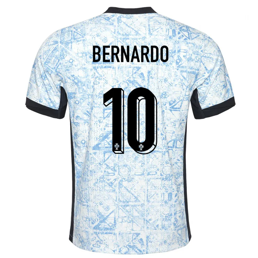 Danxen Kinder Portugal Bernardo Silva #10 Cremeblau Auswärtstrikot Trikot 24-26 T-Shirt