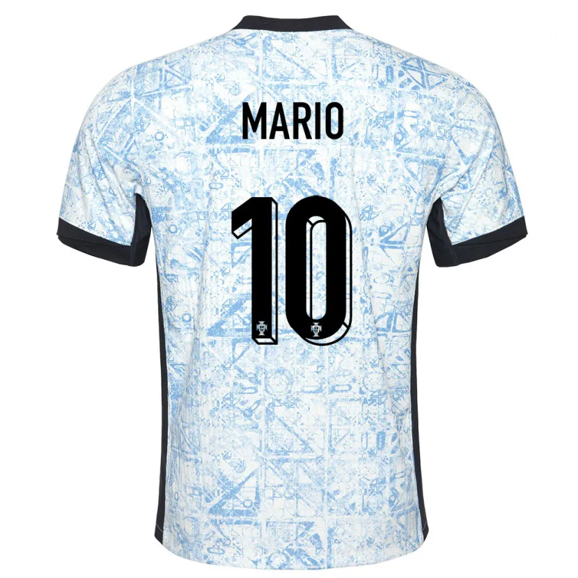 Danxen Kinder Portugal Joao Mario #10 Cremeblau Auswärtstrikot Trikot 24-26 T-Shirt