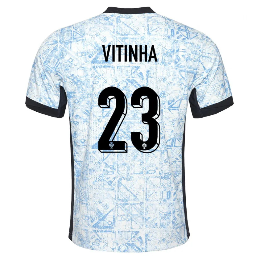 Danxen Kinder Portugal Vitinha #23 Cremeblau Auswärtstrikot Trikot 24-26 T-Shirt