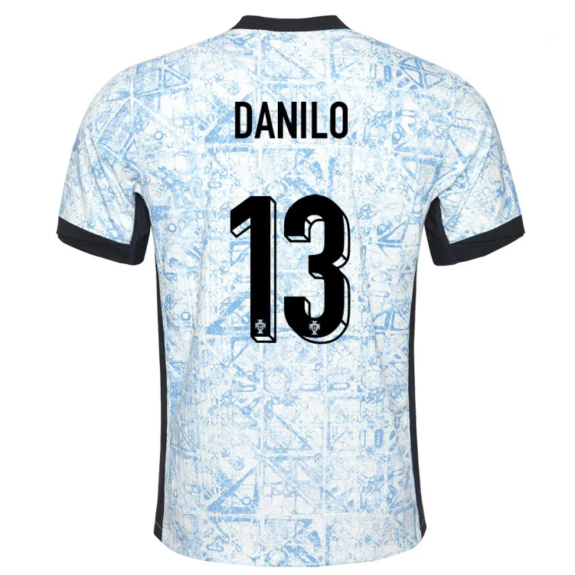 Danxen Kinder Portugal Danilo Pereira #13 Cremeblau Auswärtstrikot Trikot 24-26 T-Shirt