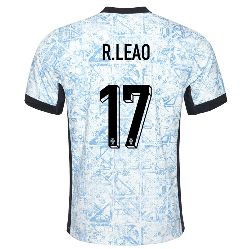 Danxen Kinder Portugal Rafael Leao #17 Cremeblau Auswärtstrikot Trikot 24-26 T-Shirt