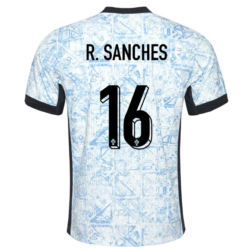 Danxen Kinder Portugal Renato Sanches #16 Cremeblau Auswärtstrikot Trikot 24-26 T-Shirt