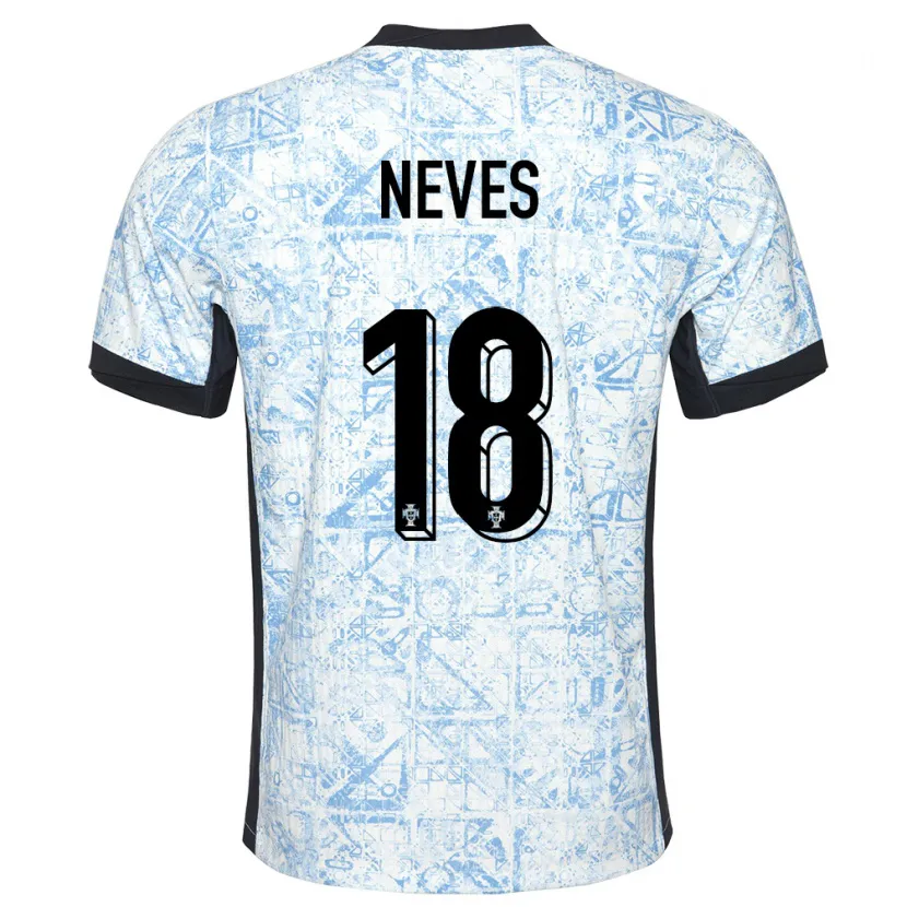 Danxen Kinder Portugal Ruben Neves #18 Cremeblau Auswärtstrikot Trikot 24-26 T-Shirt