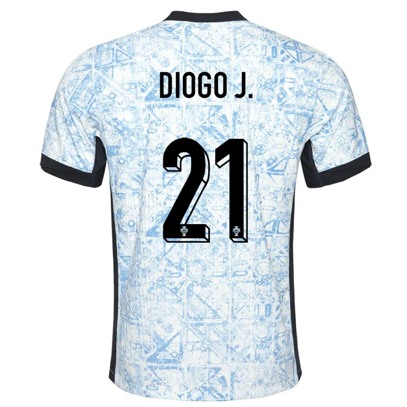 Danxen Kinder Portugal Diogo Jota #21 Cremeblau Auswärtstrikot Trikot 24-26 T-Shirt