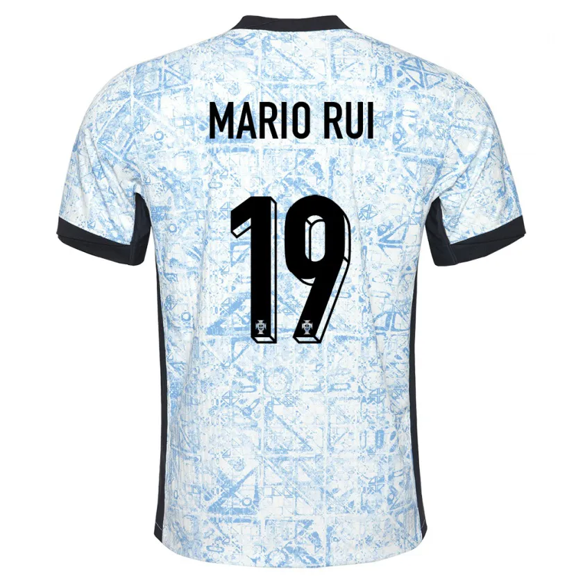 Danxen Kinder Portugal Mario Rui #19 Cremeblau Auswärtstrikot Trikot 24-26 T-Shirt