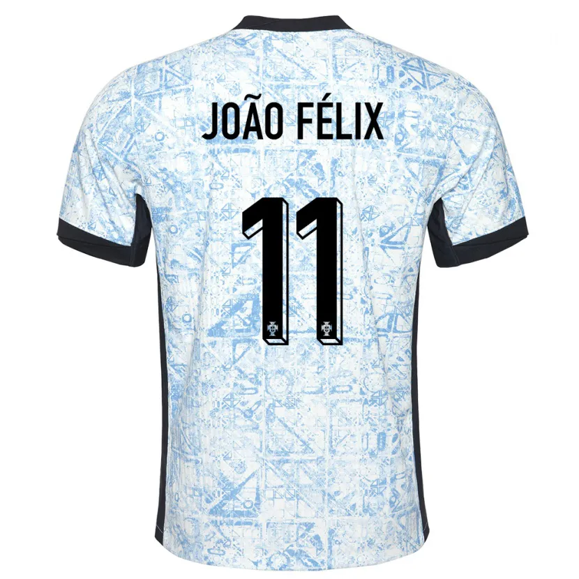 Danxen Kinder Portugal Joao Felix #11 Cremeblau Auswärtstrikot Trikot 24-26 T-Shirt