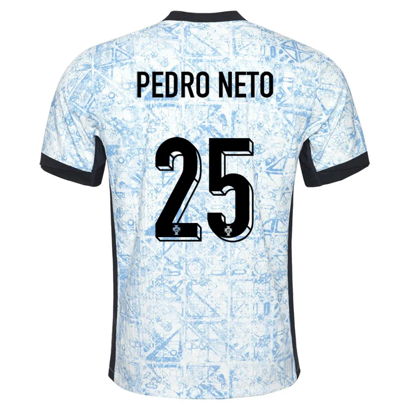 Danxen Kinder Portugal Pedro Neto #25 Cremeblau Auswärtstrikot Trikot 24-26 T-Shirt