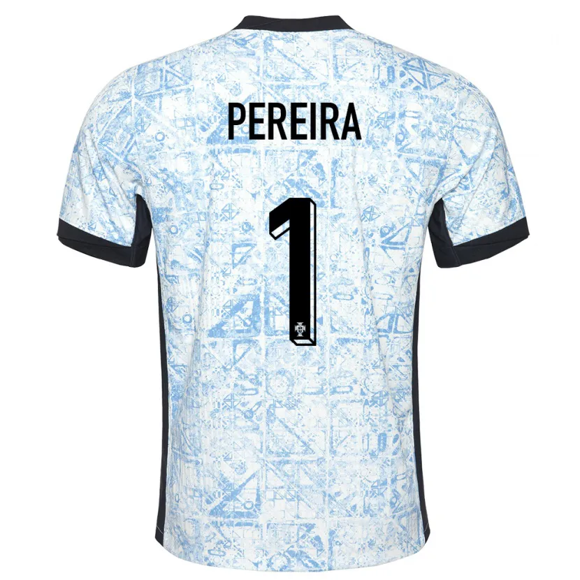 Danxen Kinder Portugal Ines Pereira #1 Cremeblau Auswärtstrikot Trikot 24-26 T-Shirt