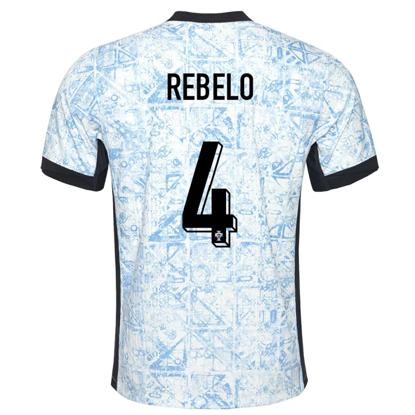 Danxen Kinder Portugal Silvia Rebelo #4 Cremeblau Auswärtstrikot Trikot 24-26 T-Shirt