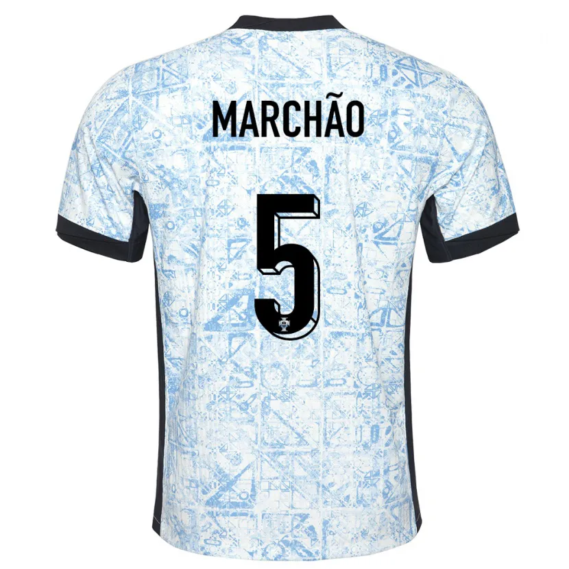 Danxen Kinder Portugal Joana Marchao #5 Cremeblau Auswärtstrikot Trikot 24-26 T-Shirt