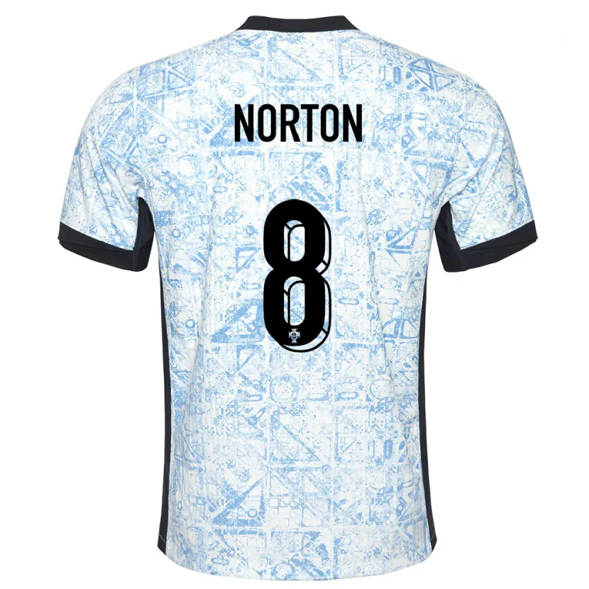 Danxen Kinder Portugal Andreia Norton #8 Cremeblau Auswärtstrikot Trikot 24-26 T-Shirt