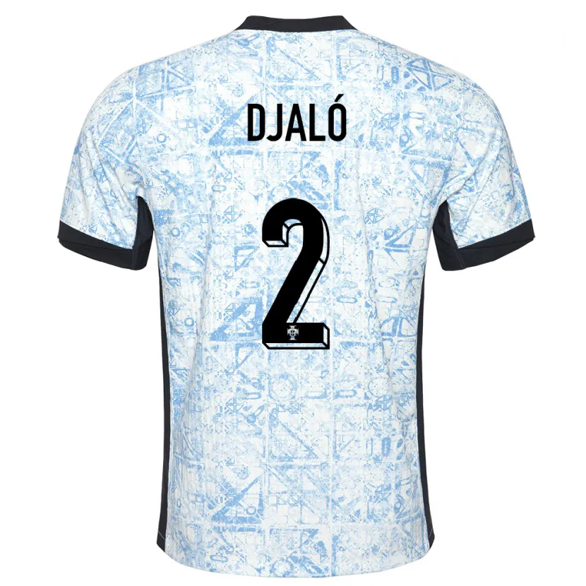 Danxen Kinder Portugal Tiago Djalo #2 Cremeblau Auswärtstrikot Trikot 24-26 T-Shirt
