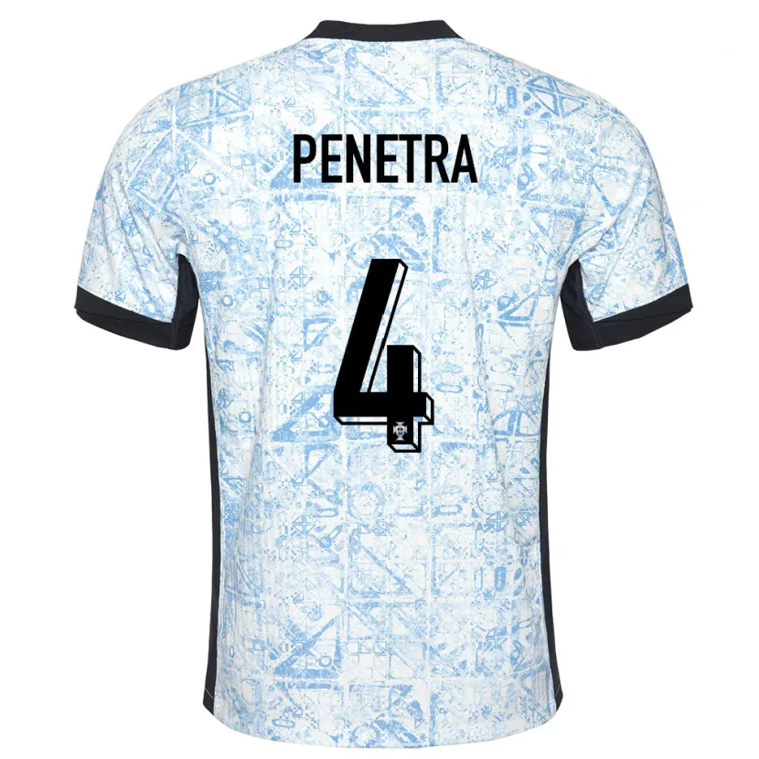 Danxen Kinder Portugal Alexandre Penetra #4 Cremeblau Auswärtstrikot Trikot 24-26 T-Shirt