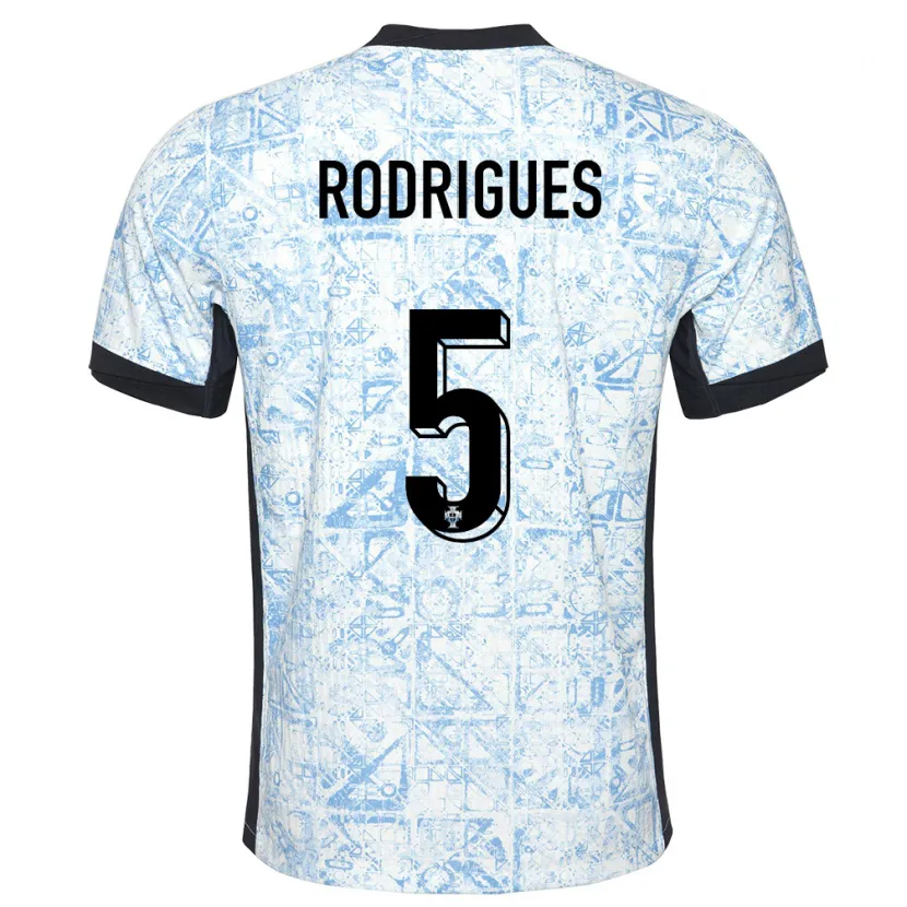 Danxen Kinder Portugal Rafael Rodrigues #5 Cremeblau Auswärtstrikot Trikot 24-26 T-Shirt