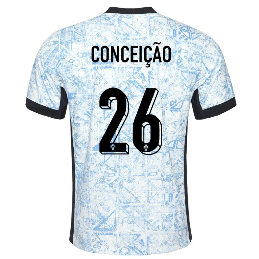 Danxen Kinder Portugal Francisco Conceicao #26 Cremeblau Auswärtstrikot Trikot 24-26 T-Shirt