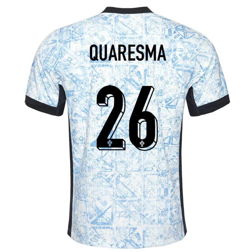 Danxen Kinder Portugal Eduardo Quaresma #26 Cremeblau Auswärtstrikot Trikot 24-26 T-Shirt